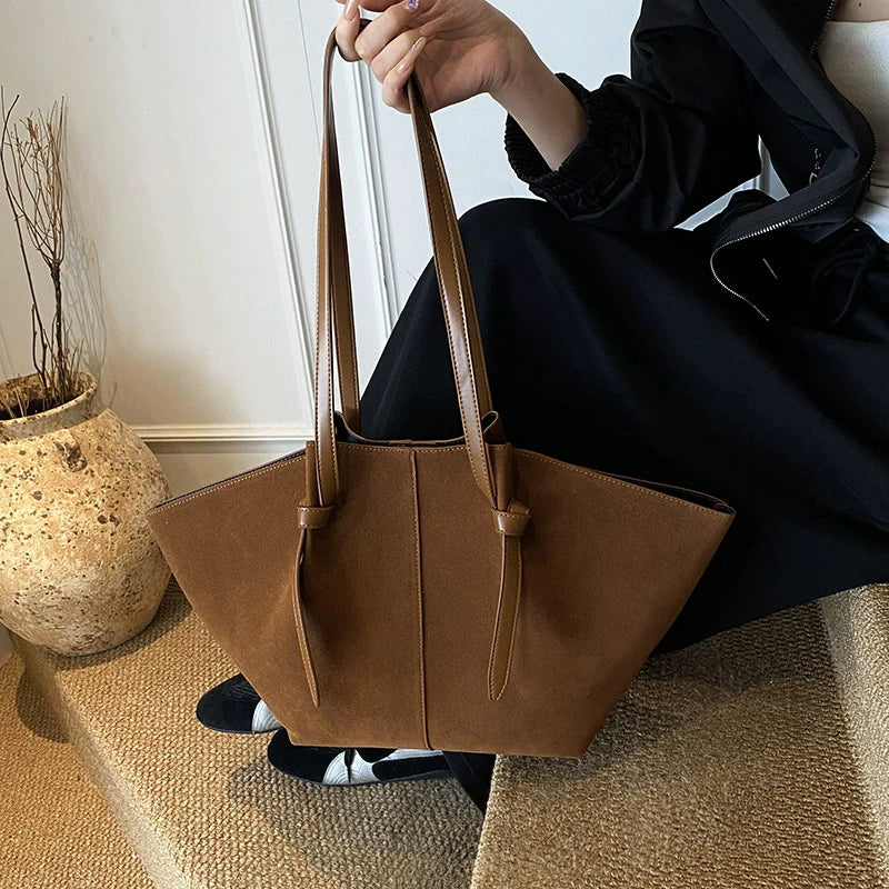 Suede Wing Tote Shoulder Bag