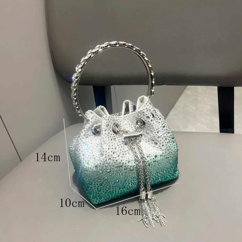 Crystal Handle Evening Clutch Bag
