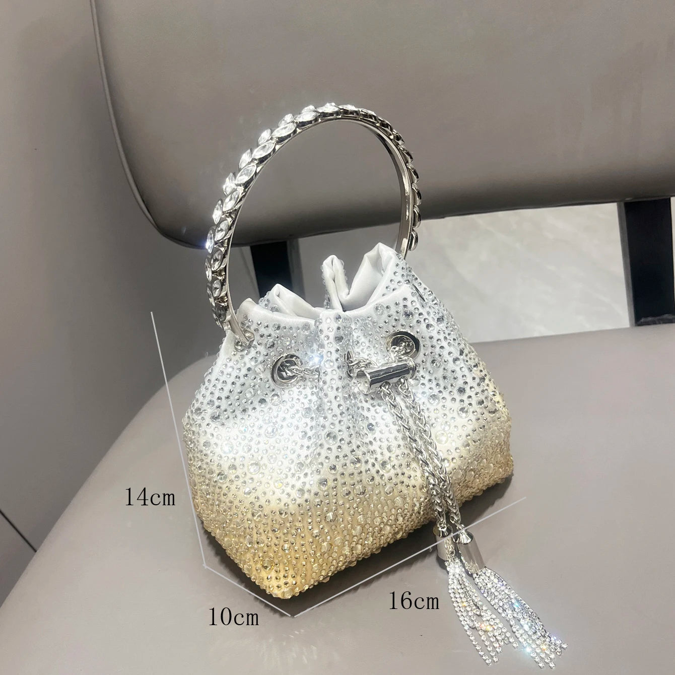 Crystal Handle Evening Clutch Bag