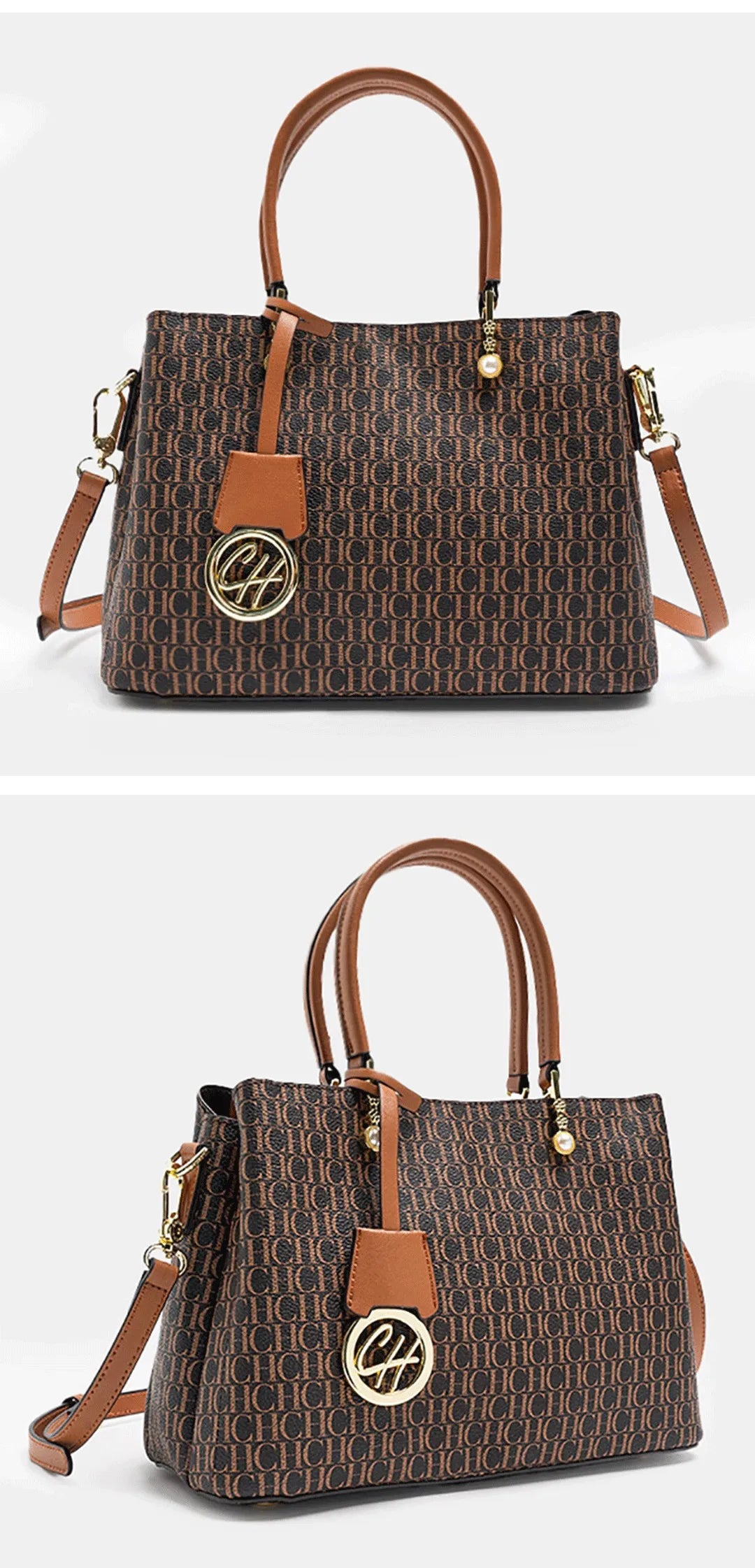 Light Luxury Brand Letter Print Handbag with Letter Pendant Design Unique and Elegant Popular Fashion Niche High Quality