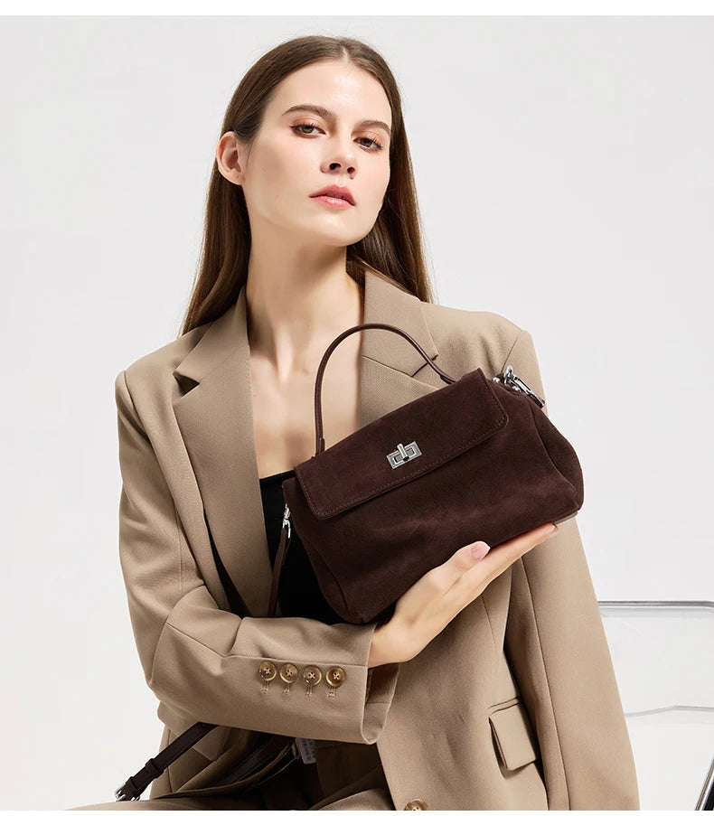 Natural Suede Leather Crossbody Bag