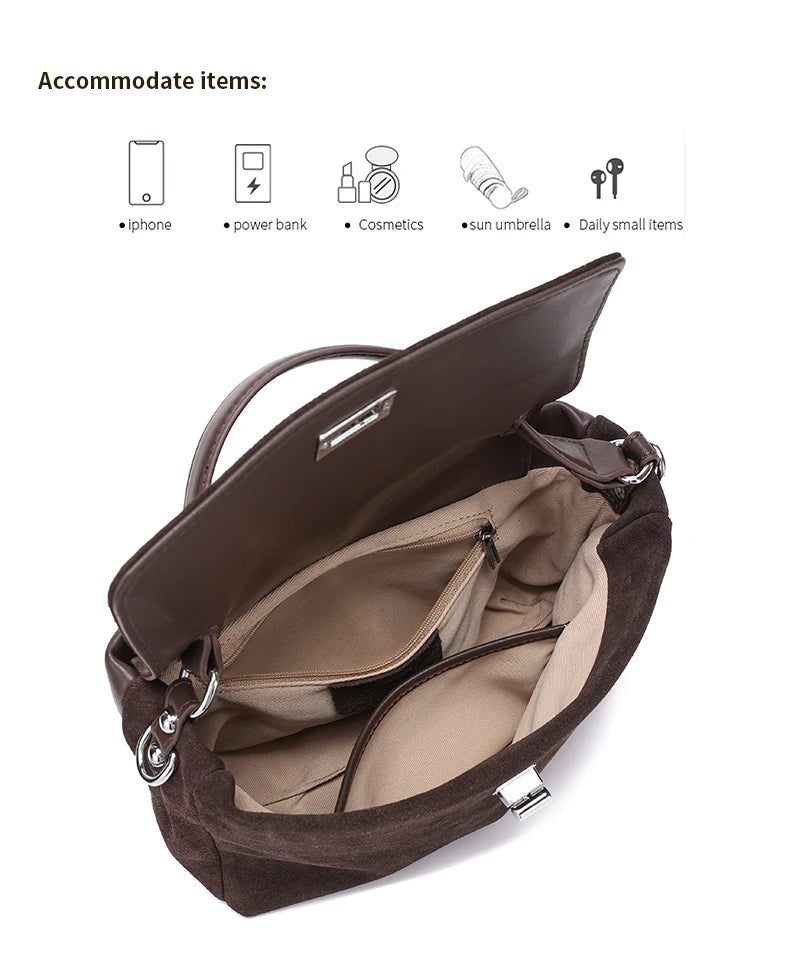 Natural Suede Leather Crossbody Bag