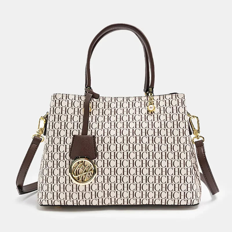 Light Luxury Brand Letter Print Handbag with Letter Pendant Design Unique and Elegant Popular Fashion Niche High Quality
