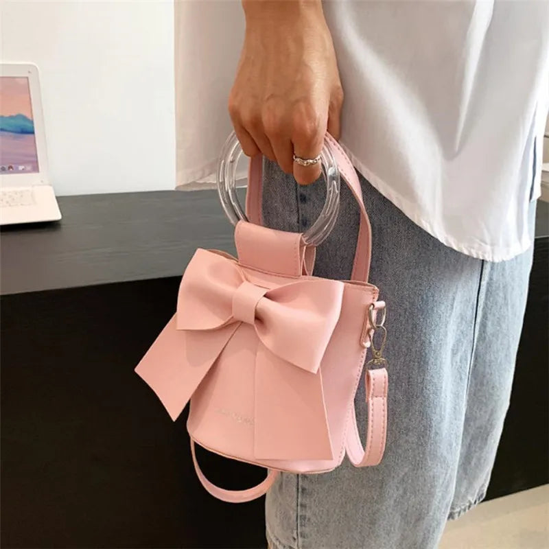 Bow Bucket Shoulder Crossbody Bag