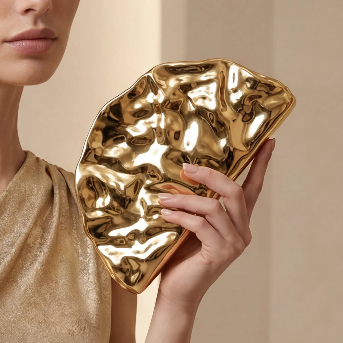 Gold Acrylic Evening Clutch Bag