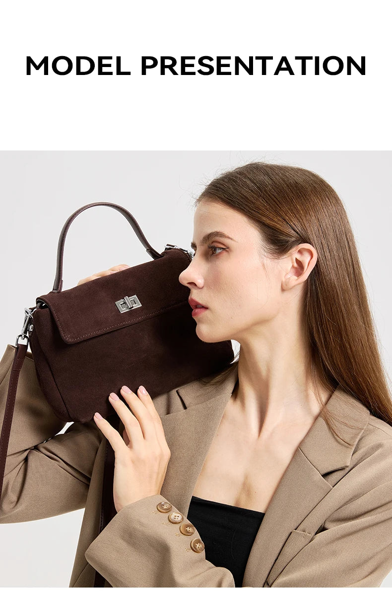 Natural Suede Leather Crossbody Bag