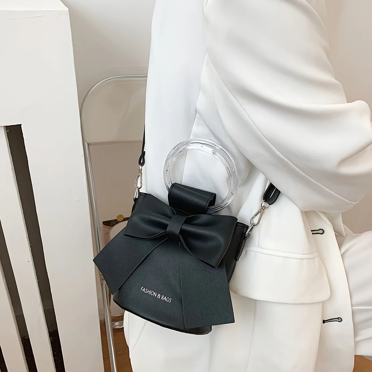 Bow Bucket Shoulder Crossbody Bag