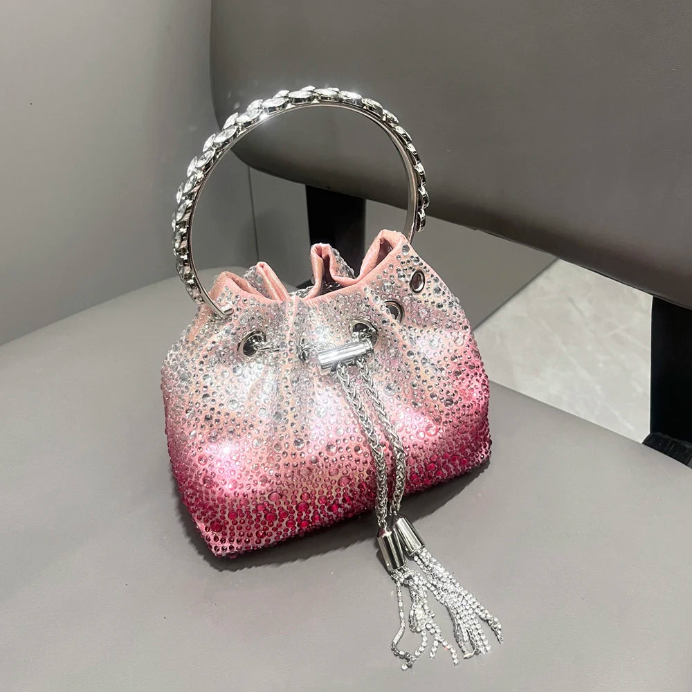 Crystal Handle Evening Clutch Bag