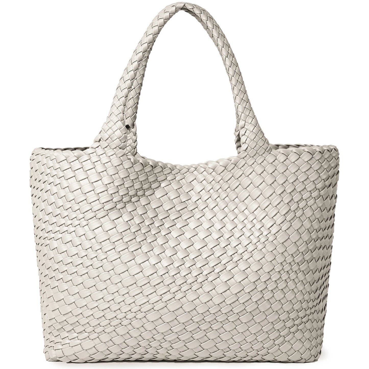 Vegan Leather Woven Tote Bag