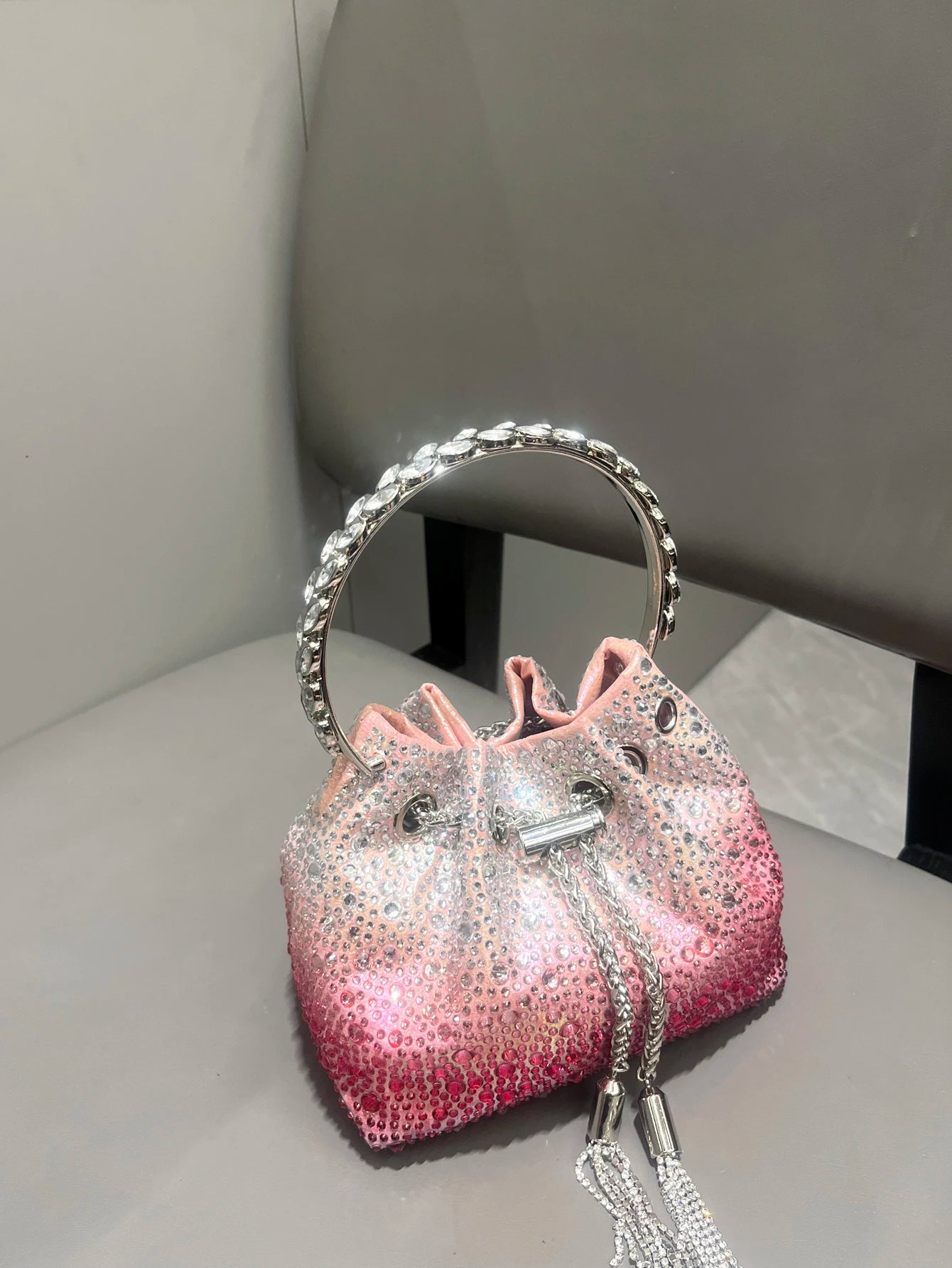 Crystal Handle Evening Clutch Bag