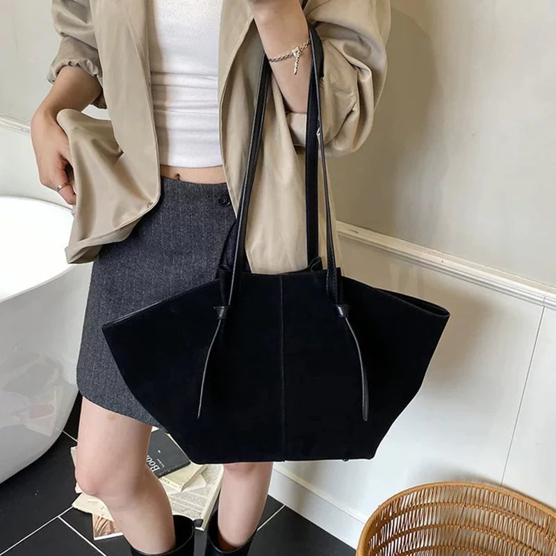 Suede Wing Tote Shoulder Bag