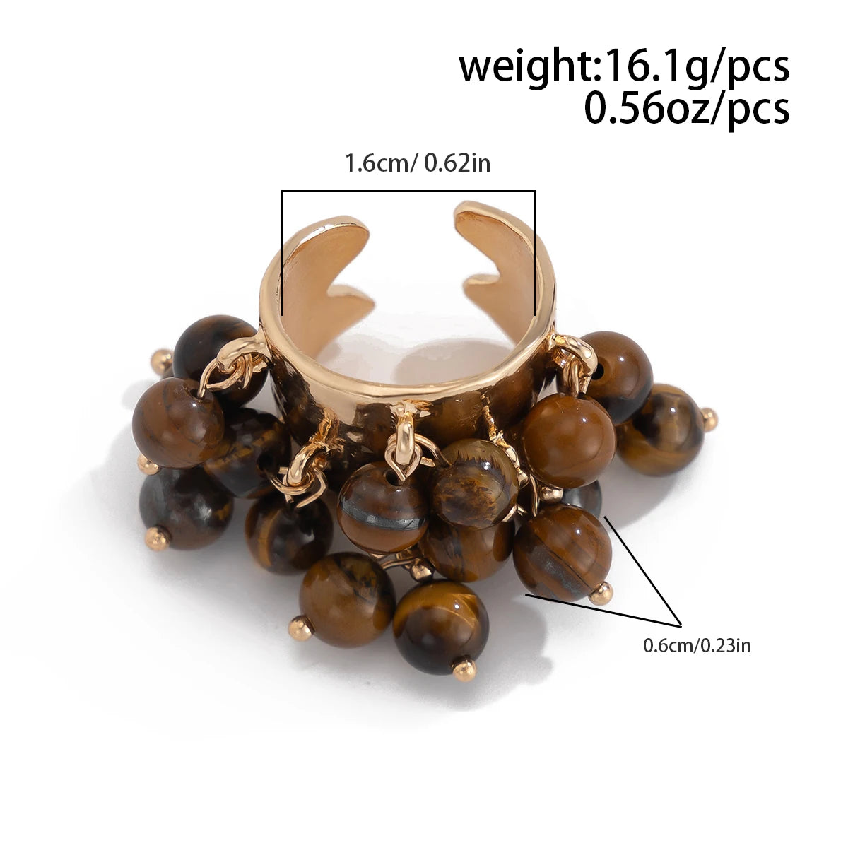 Salircon Trendy Imitation Pearl Stone CCB Small Ball Ring Women's Man 2024 Vintage Street Punk Hip Hop Ring Female Jewelry