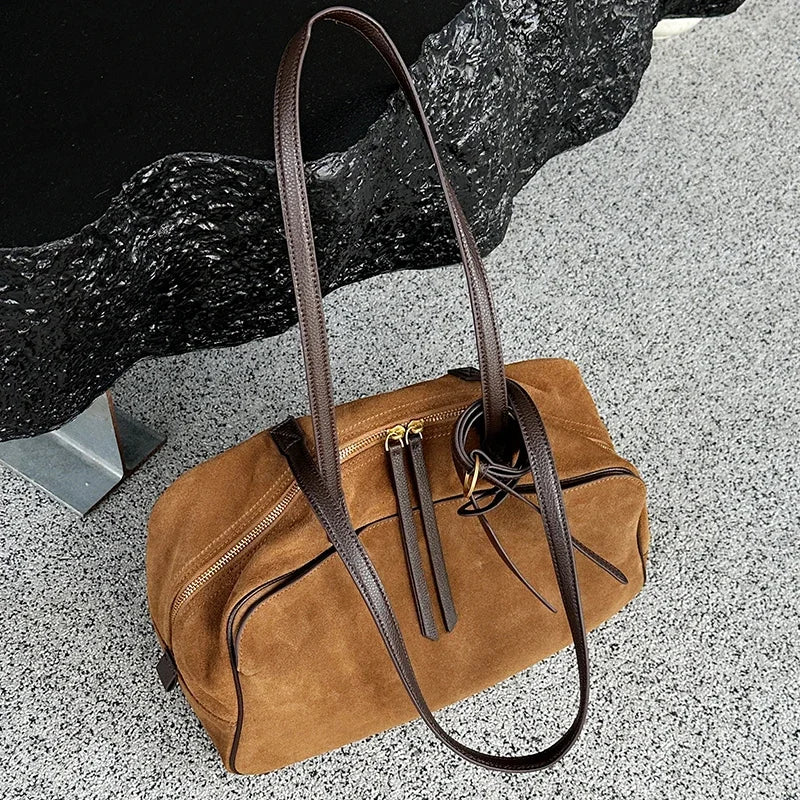 Genuine Leather Suede Tote Bag