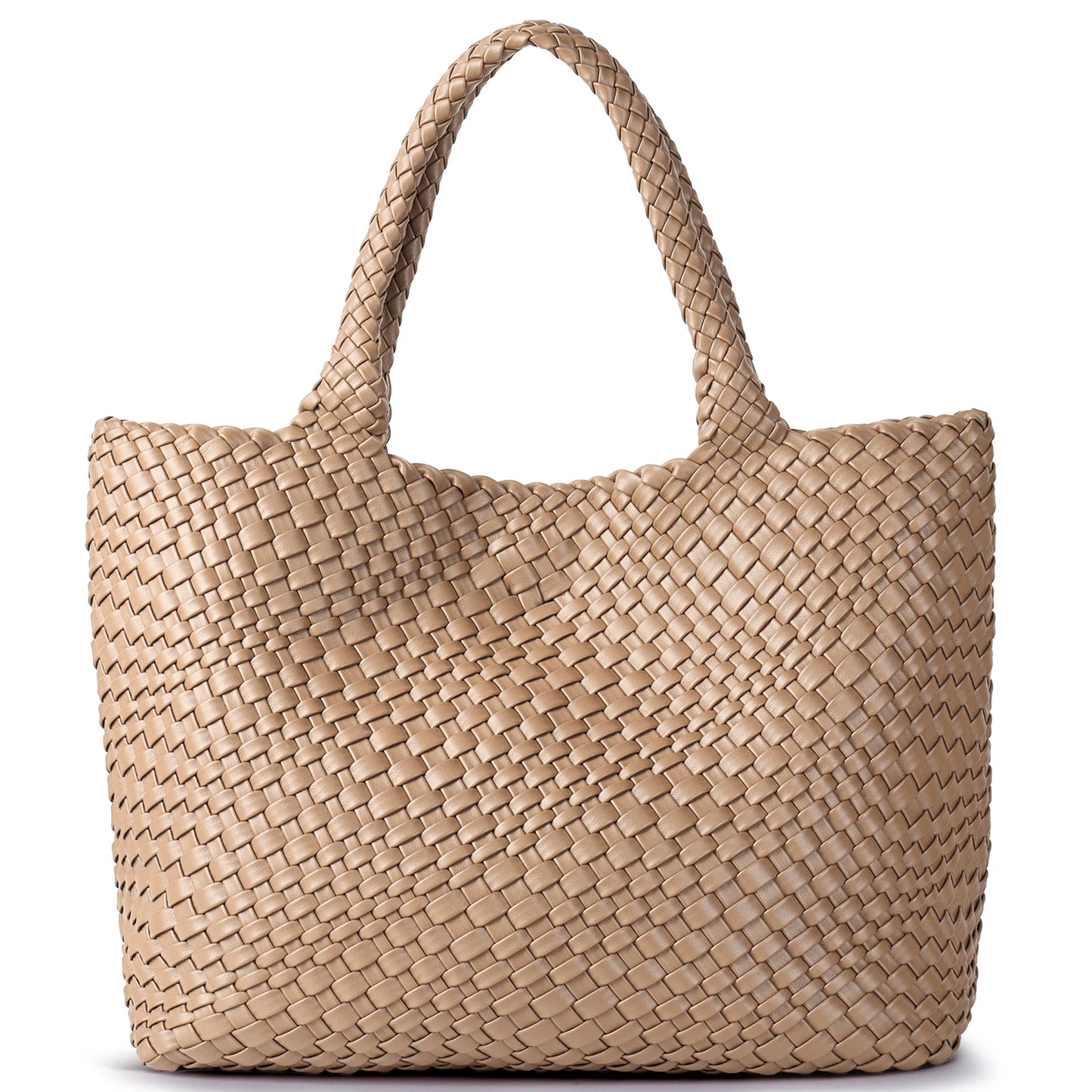 Vegan Leather Woven Tote Bag