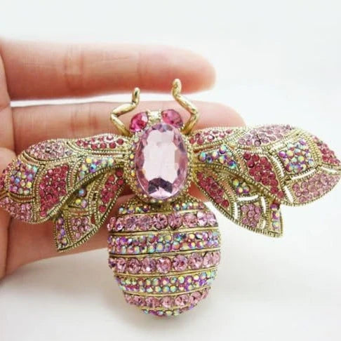 SKEDS Luxury Exaggerated Vintage Women Crystal Bee Brooch Pin Fashion Elegant Lady Exquisite Insect Rhinestone Badges