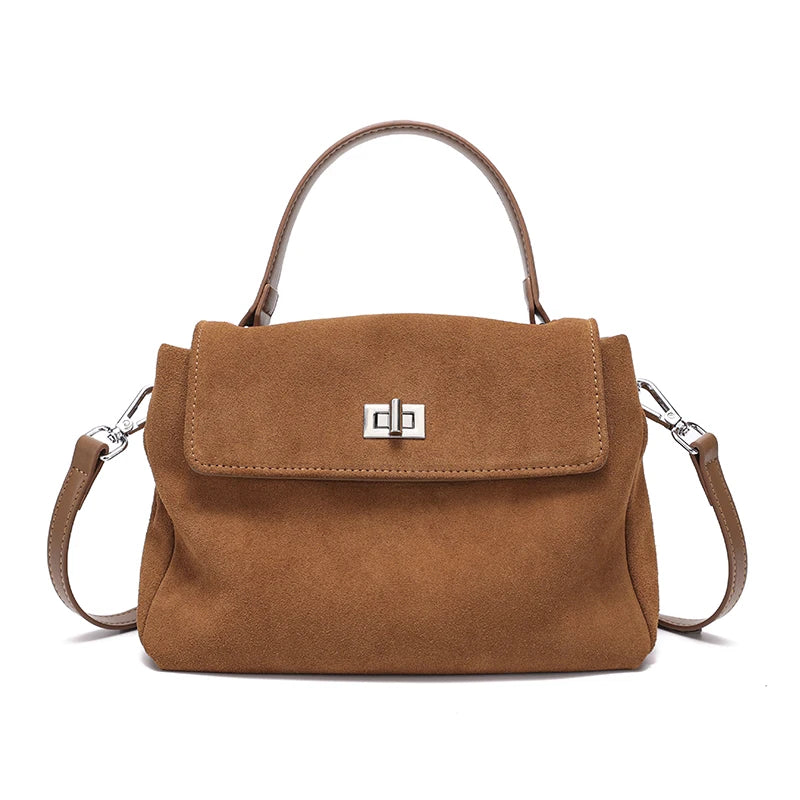 Natural Suede Leather Crossbody Bag