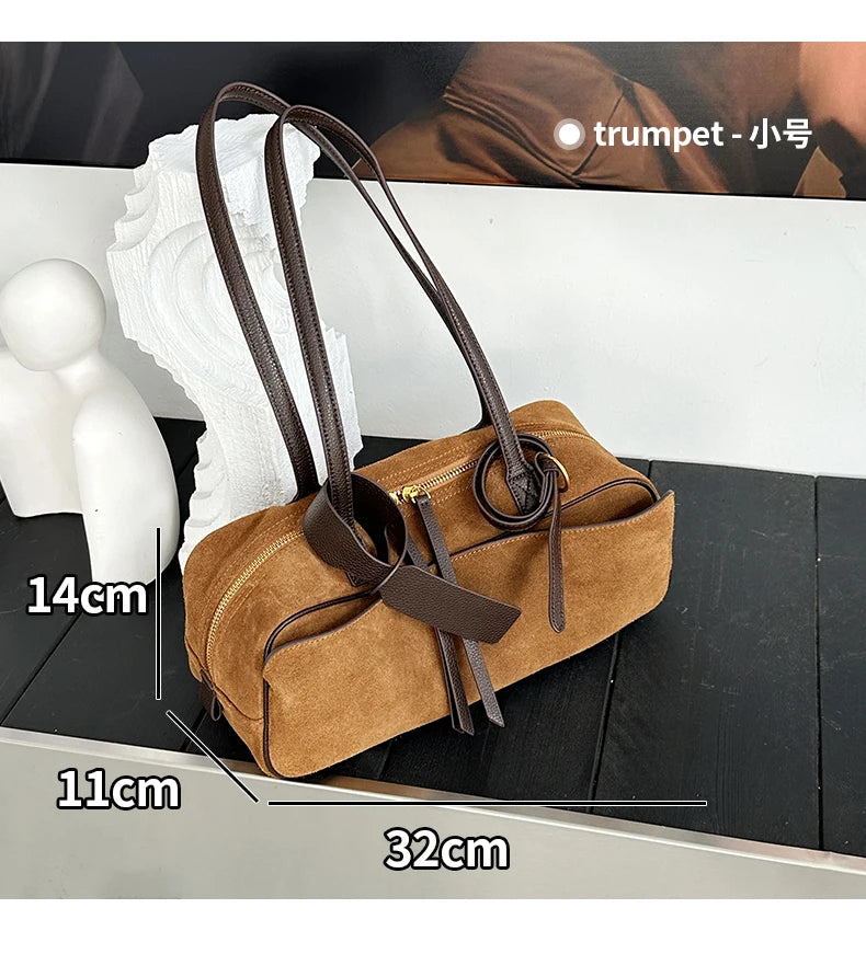 Genuine Leather Suede Tote Bag