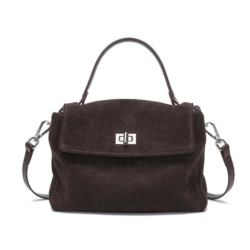 Natural Suede Leather Crossbody Bag