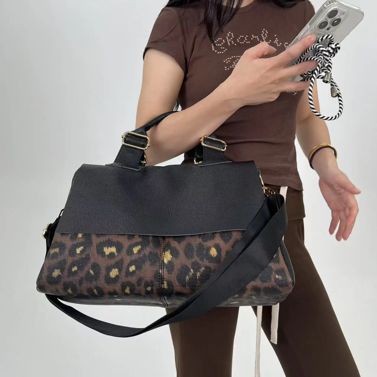 Y2K Leopard Print Tote Bag