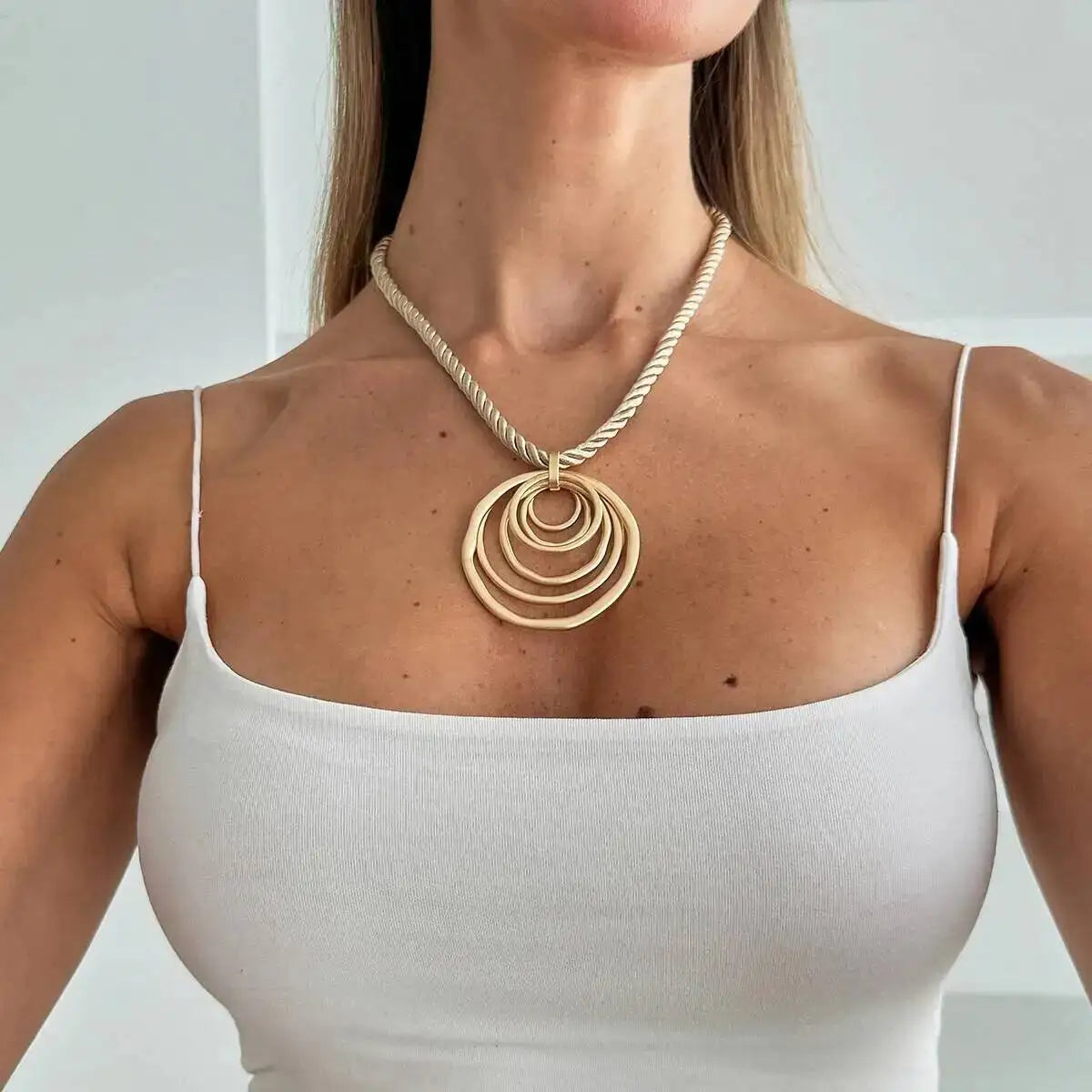 KunJoe Hip Hop Hollow-out Geometric Square Pendant Necklace Women 2026 Fashion Adjustable Rope Chain Necklace Party Jewelry Gift