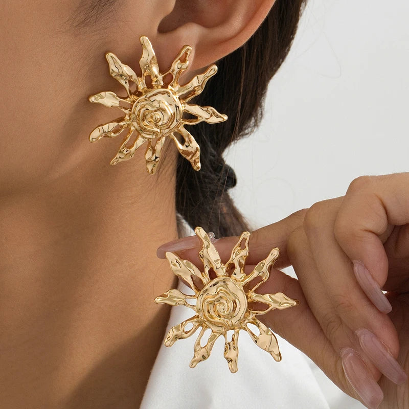 Vintage Red Drip Oil Flower Long Tassel Pendant Earrings