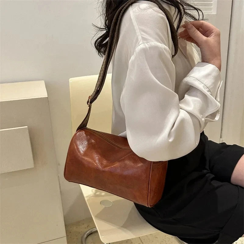Vintage Boston Leather Crossbody Bag