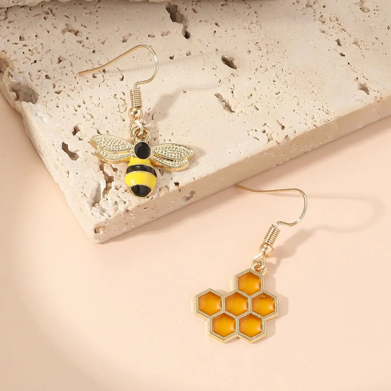 2 Pieces Insect Yellow Bee Earrings