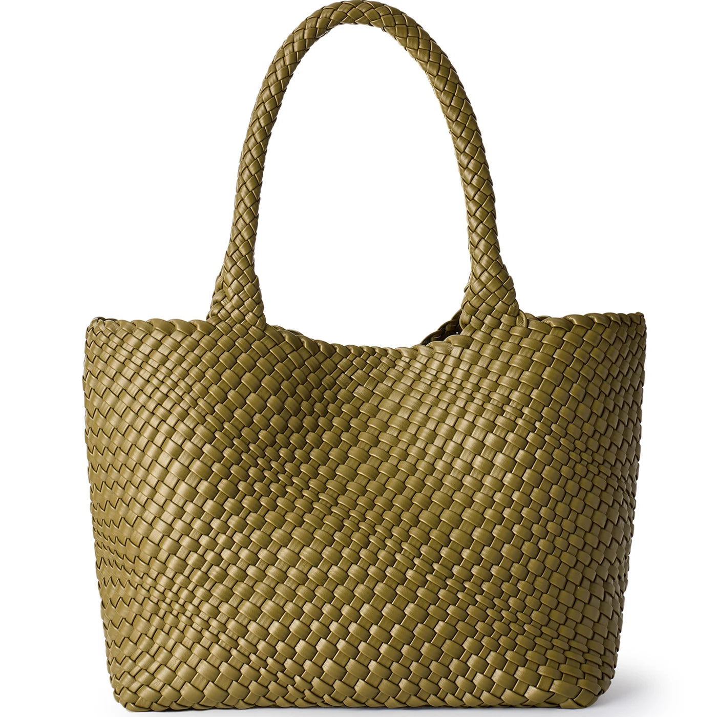 Vegan Leather Woven Tote Bag