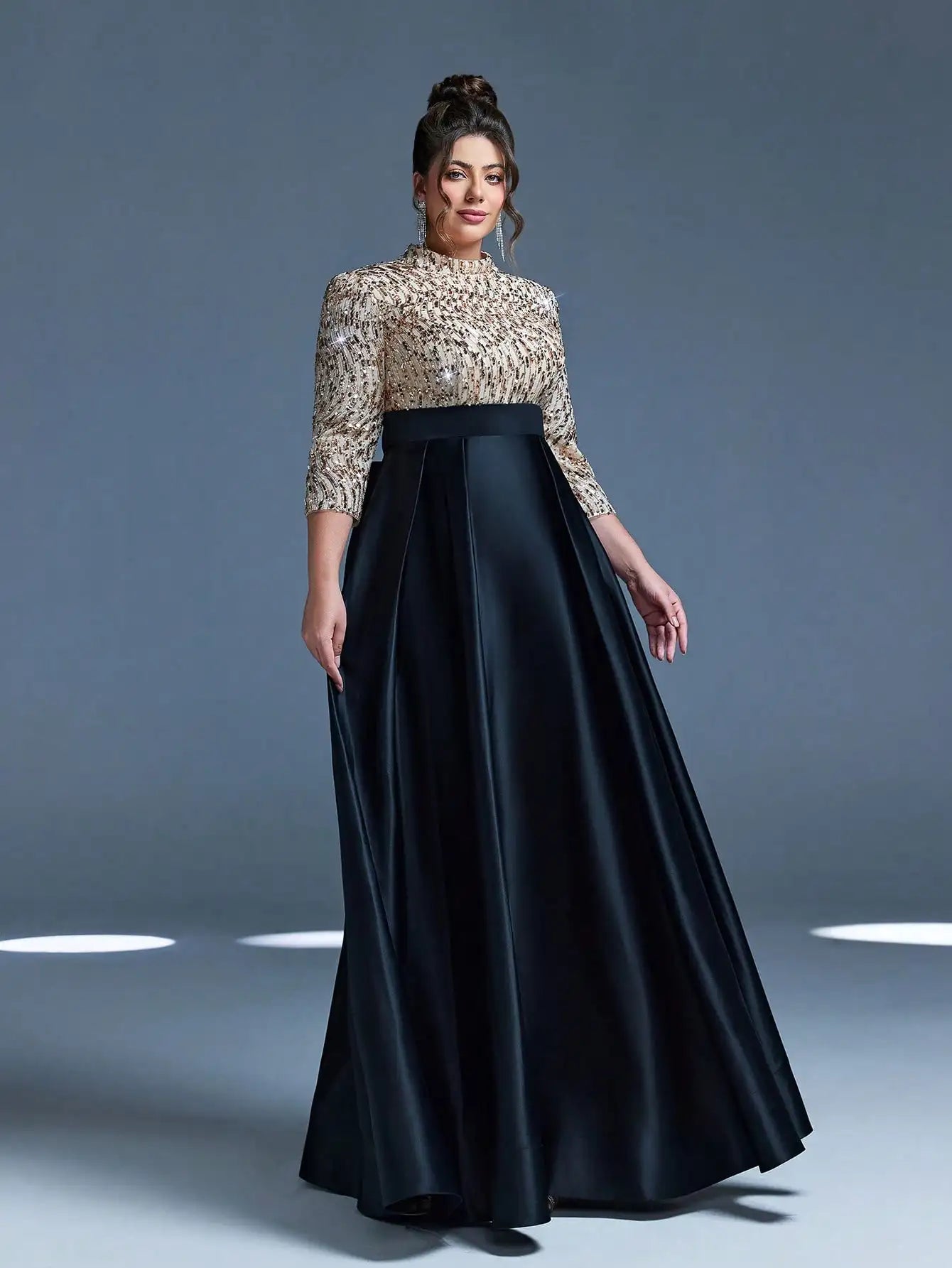 High Neck Satin A-Line Evening Gown