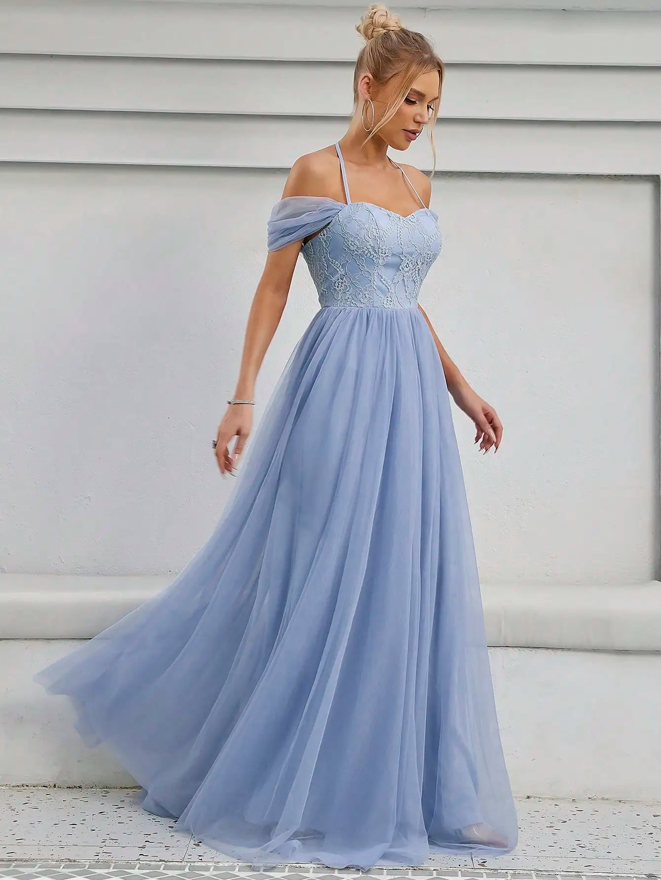 Lace Back Pleated Bridal Gown