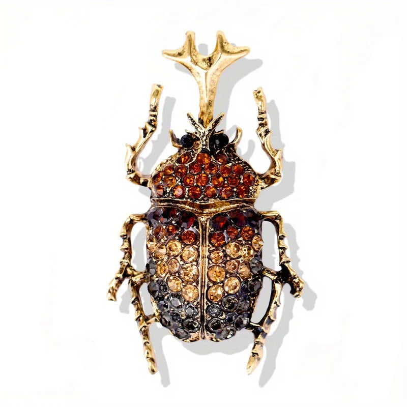 SKEDS Women Full Crystal Exquisite Beetle Brooch Badges Fashion Luxury High-end Elegant Lady Insect Pin Accessories