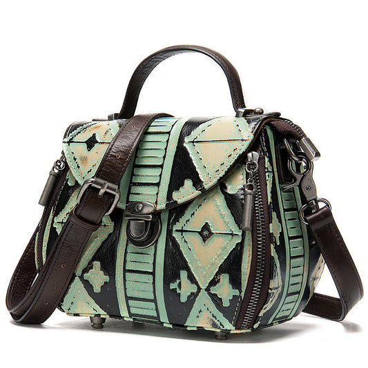 Vintage Embossed Leather Women's Shoulder Bag